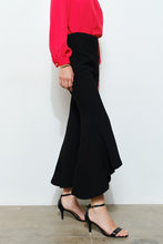 Black Draped Ruffle High-low Flare Pants