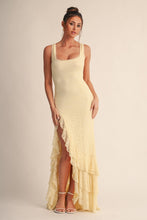 Yellow Seraphine Lace Ruffle Maxi Dress