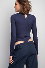 Navy Butter Yoga Mock Neckline Body Suit