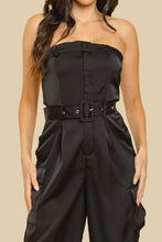 Black Unbalanced Tube Top With Pocket Jumpsuit