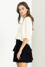 Cream Good Vibes Smocked Peplum Top