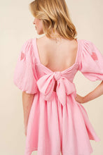 Pink Heart Patch Gauze Valentine Romper