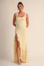 Yellow Seraphine Lace Ruffle Maxi Dress