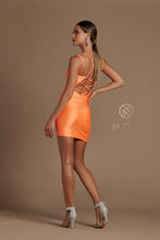 Neon Orange Gorgeous Scoop Neck With Spaghetti Straps Fitted Gown