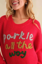 Red Sparkle All The Way Sparkle Letter Crop Sweater
