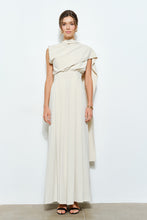 Ivory Sleeveless Draped Scarf-neck Jumpsuit