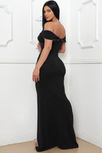 Black Pleated Off Teh Shoulder Maxi Dress