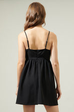 Black Cabello Bow Tie Babydoll Mini Dress