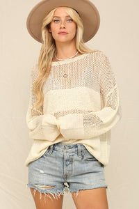 Ivory A Lightweight Ease To A Mixed Stitch Sweater