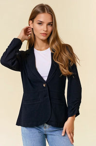Black Cinched Sleeve Blazer