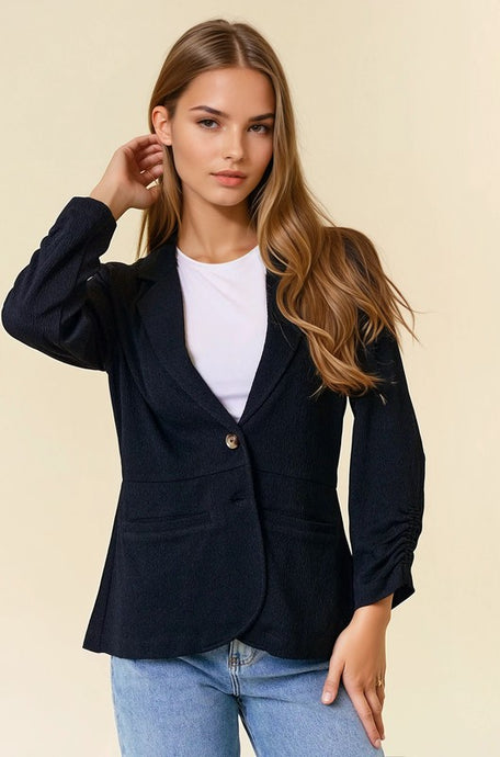 Black Cinched Sleeve Blazer