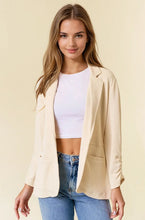 Cream Cinched Sleeve Blazer