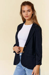 Black Cinched Sleeve Blazer