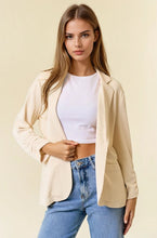 Cream Cinched Sleeve Blazer