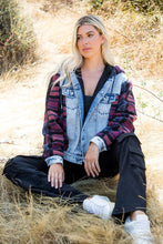 Blue Snow Multi Plus Size Hooded Denim Sherpa Contrast Jacket