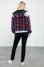 Blue Snow Multi Plus Size Hooded Denim Sherpa Contrast Jacket