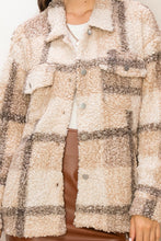 Camel Style Update Teddy Fur Plaid Shacket