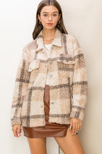 Camel Style Update Teddy Fur Plaid Shacket