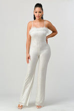 Ivory Lux Faux Fur Edge Sequins Bodycon Jumpsuit