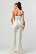 Ivory Lux Faux Fur Edge Sequins Bodycon Jumpsuit