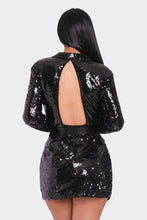 Black Pearl Belted Sequin Blazer Mini Dress