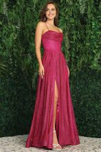 Fuchsia Cowl Neck Bustier Metallic Glitter A Line Dress