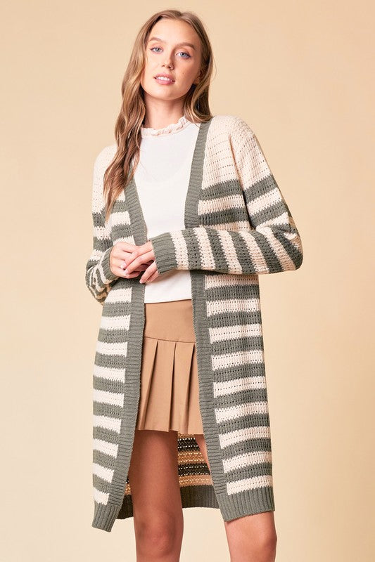 Olive Striped Cardigan