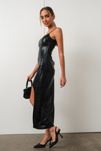 Black Round Slit Metallic Dress