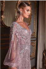 Mauve Long Sleeve Mermaid Gown
