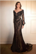 Black Long Sleeve Mermaid Gown