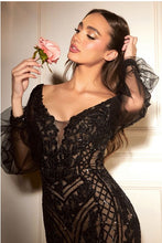 Black Long Sleeve Mermaid Gown