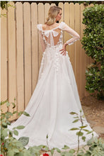 Off White Nude A-Line Wedding Gown With Removable Sleeves