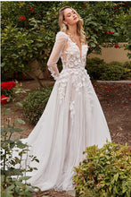 Off White Nude A-Line Wedding Gown With Removable Sleeves