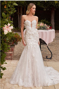 Off White Nude Strapless Lace Wedding Gown