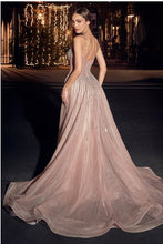 Rose Chamagne Beaded Fitted Gown With Overskirt