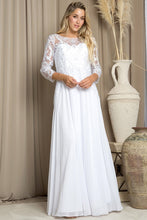 White Three Quarter Sleeve Lace Top A Line Mob Gown