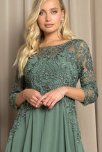 Eucalyptus Three Quarter Sleeve Lace Top A Line Mob Gown