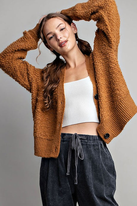 Camel Button Down Pocket Cardigan