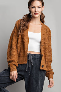 Camel Button Down Pocket Cardigan