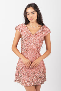 Rose Gold Off Shoulder Fitted Sequin Bodycon Mini Dress Aquarius Brand Rose Gold Off Shoulder Fitted Sequin Bodycon Mini Dress Aquarius Brand