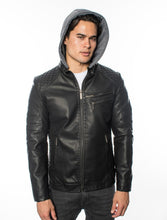 Black Mens Pleather Jacket With Hood