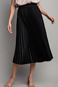 Black Pleated Midi Skirt