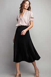 Black Pleated Midi Skirt