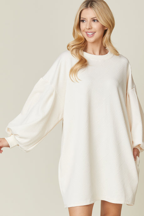 Ivory Solid Textured Dress