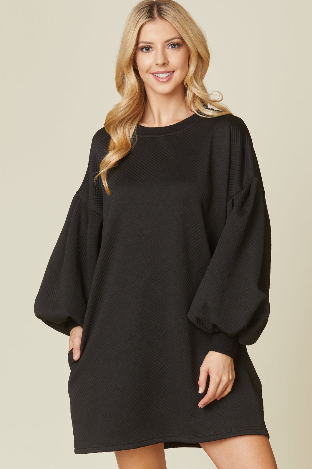 Black Solid Textured Dress