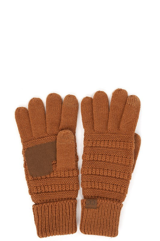 Walnut CC Solid Ribbed Glove With Lining