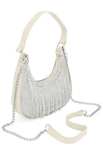 White Rhinestone Fringe Evening Shoulder