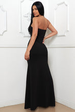 Black Sew On Rhinestone And Bead Tube Top Maxi Dress