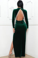Hunter Green Velvet Mock Neck Maxi Dress