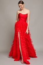 Red Strapless Sweetheart A Line Ruffle Dress